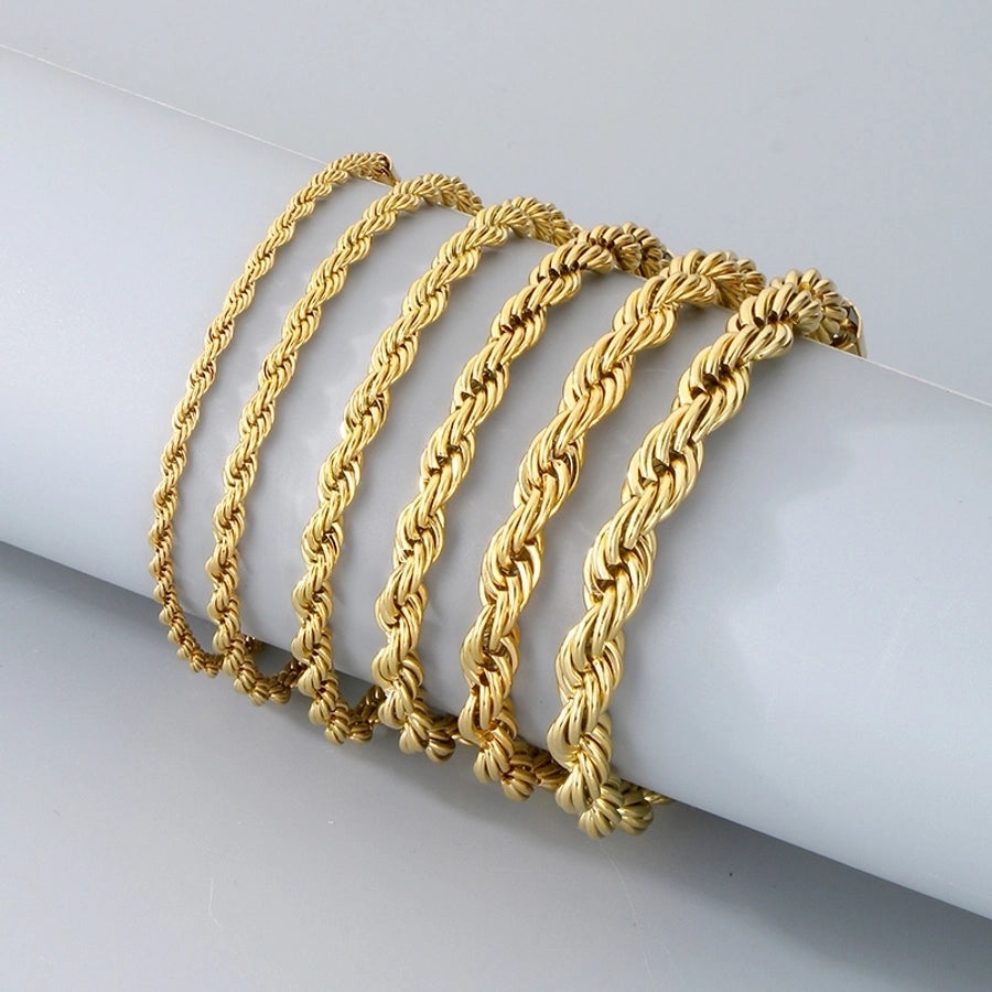 Elegant Simple Style Streetwear Twist 304 Stainless Steel 18K Gold Plated Unisex Bracelets