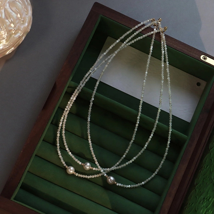 simple style geometric freshwater pearl necklace - CEJEW