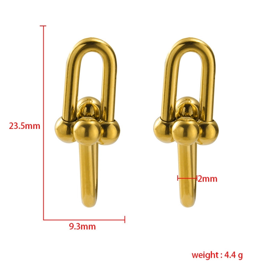 1 Pair Simple Style U Shape Plating Titanium Steel None 18K Gold Plated Ear Studs - CEJEW