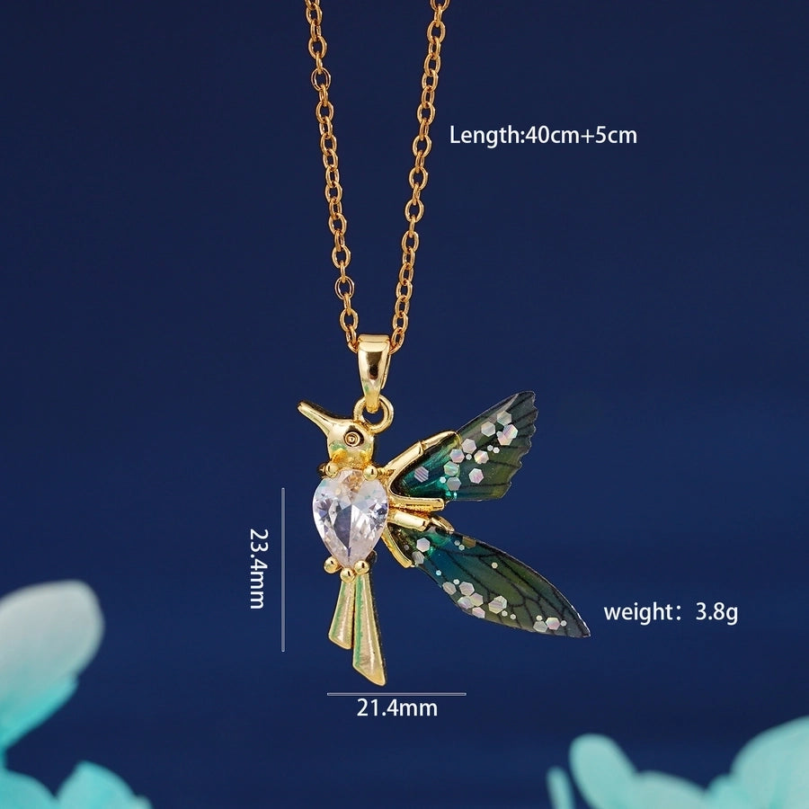 304 Stainless Steel Copper Inlay Animal Zircon Pendant Necklace