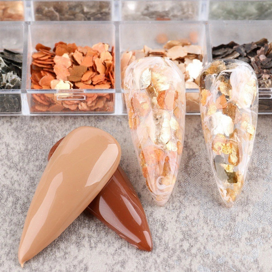 hot nail art sequ  magic thin sheet mica 12 color mica shell nail jewelry nail