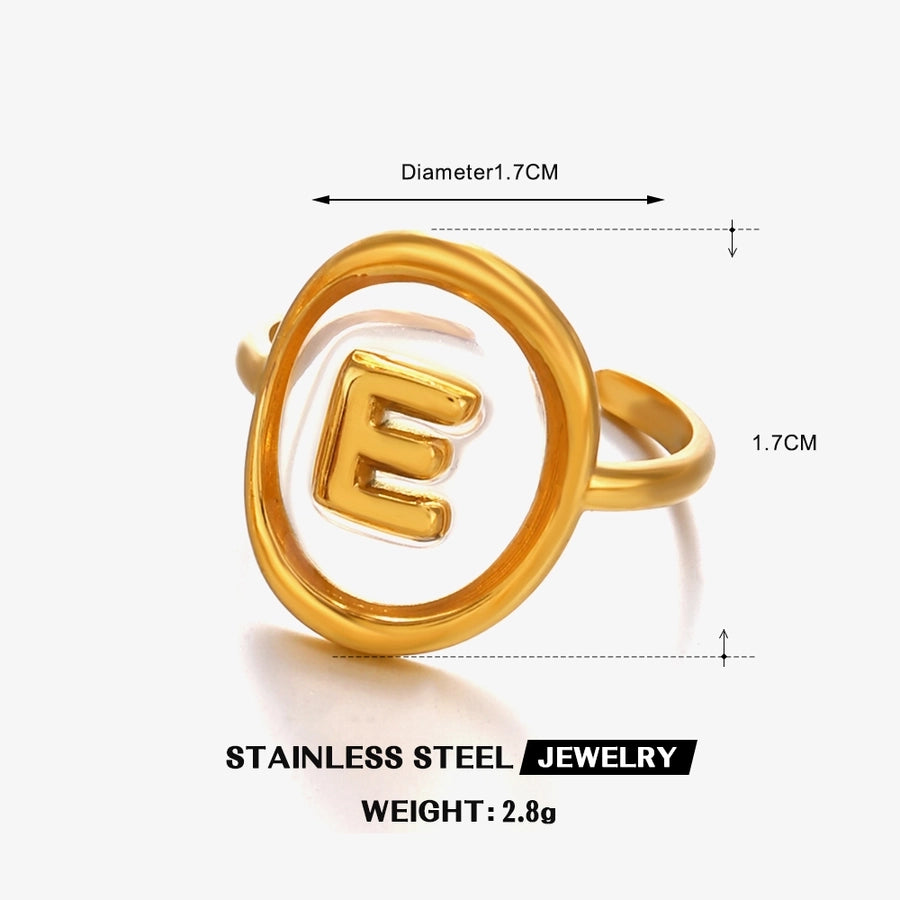 Jewelry Vintage Style Simple Style Letter 304 Stainless Steel Resin 18K Gold Plated Open Rings