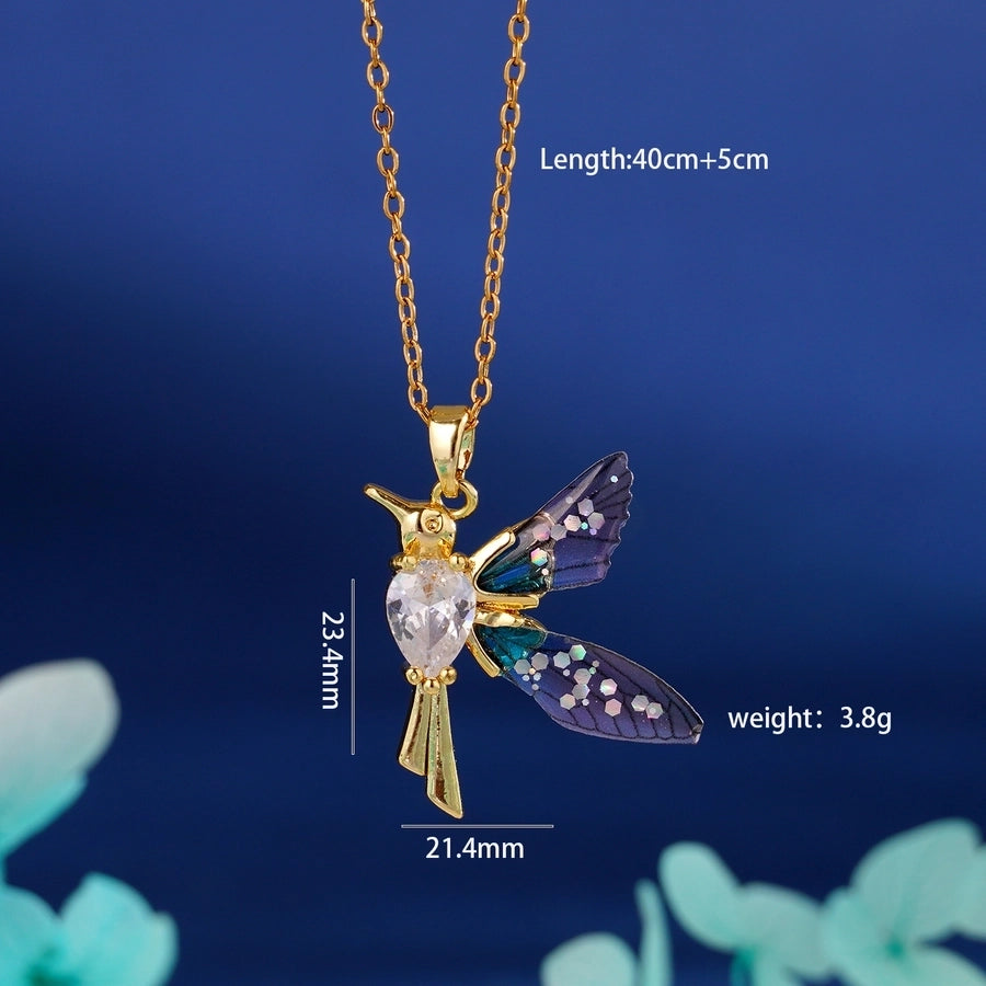 304 Stainless Steel Copper Inlay Animal Zircon Pendant Necklace