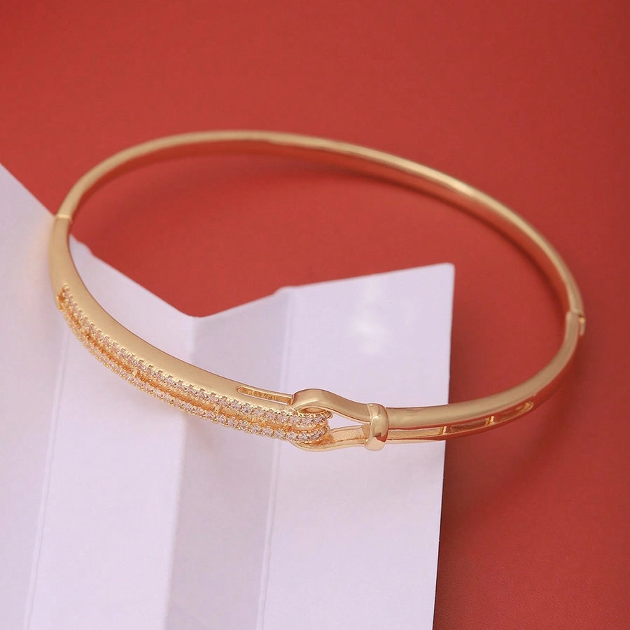 Copper 18K Gold Plated XUPING Simple Style Plating Inlay Heart Shape Zircon Bangle