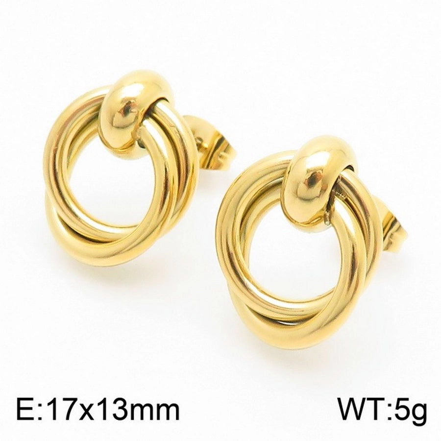 1 Pair Vintage Style Geometric Plating 304 Stainless Steel 18K Gold Plated Ear Studs - CEJEW