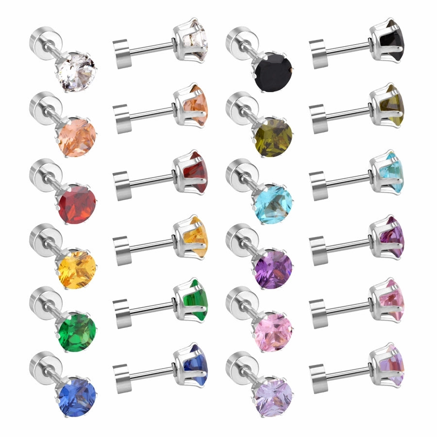 1 Set Casual Elegant Simple Style Geometric Plating 304 Stainless Steel Zircon Ear Studs