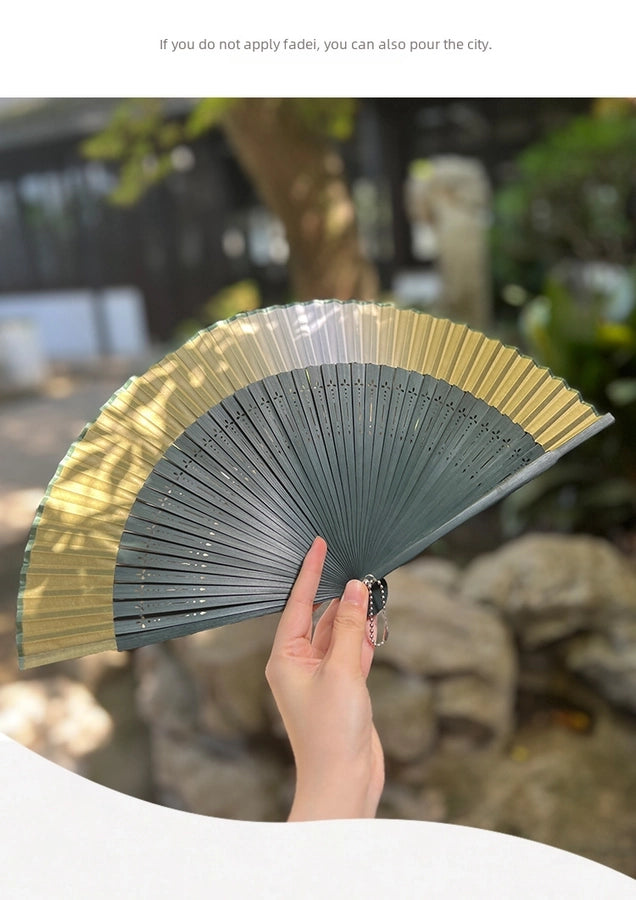 Portable Folding Gradient Fan Dance Dress Hanfu Photography Props Classical Chinese Cheongsam Morning Gown Easy Carry