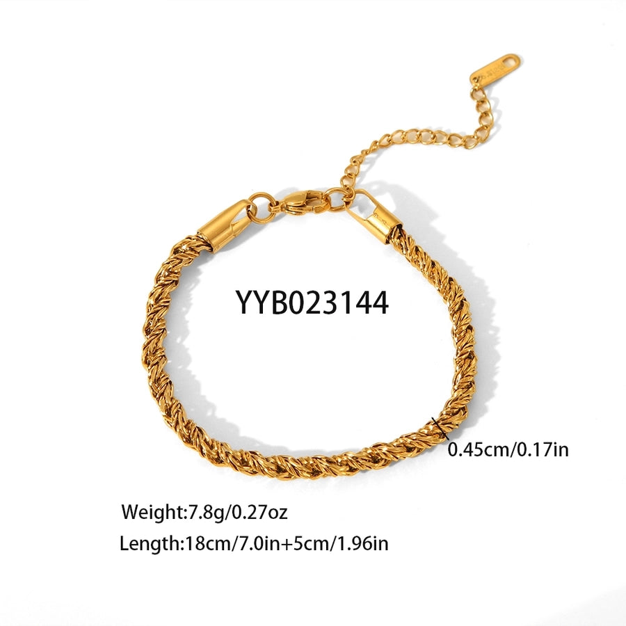 Jewelry Basic Solid Color 201 Stainless Steel 18K Gold Plated Plating Bracelets Necklace Jewelry Set