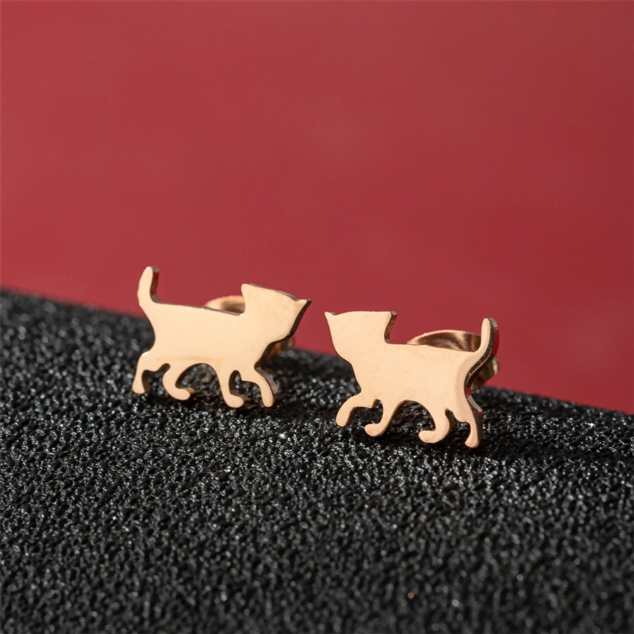 1 Pair Cute Basic Sweet Animal Cat Polishing Plating 304 Stainless Steel 18K Gold Plated Ear Studs