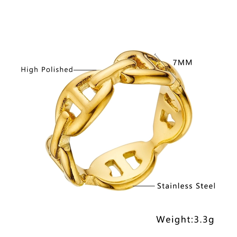 simple style solid color stainless steel plating hollow out gold plated rings