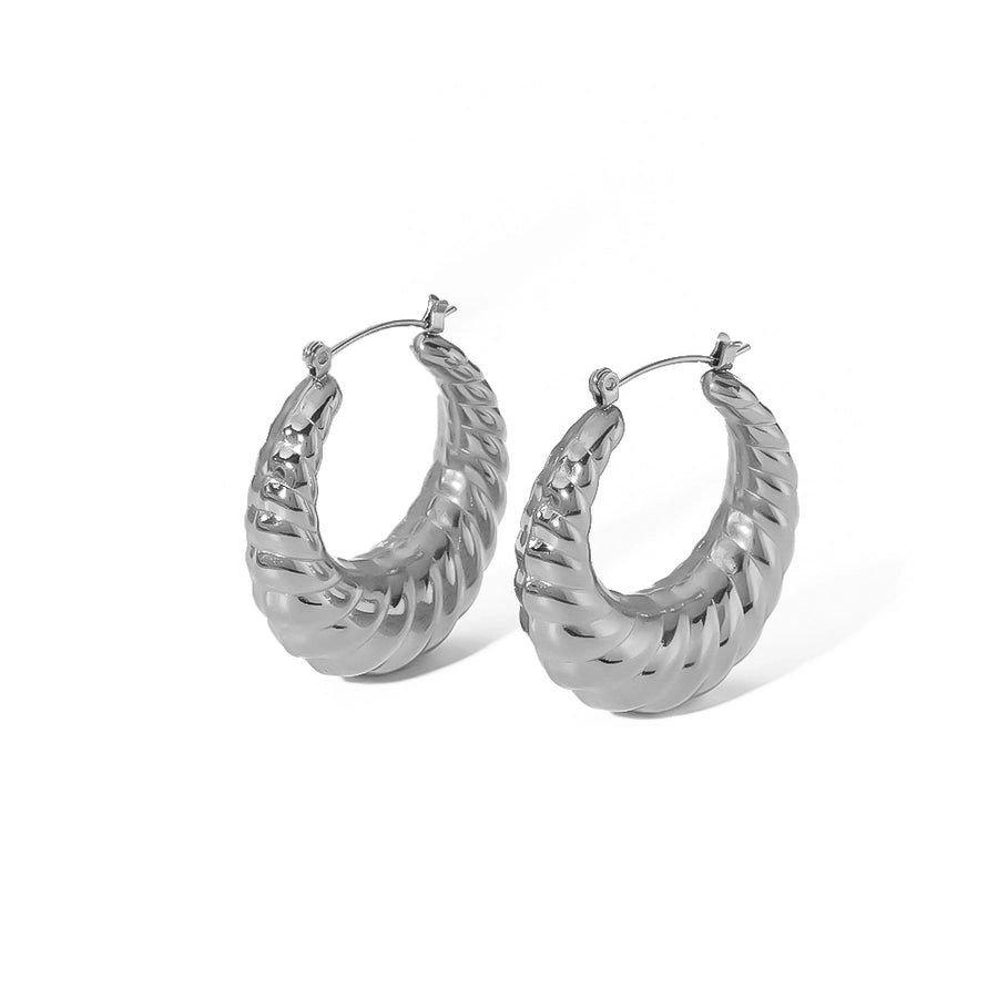 1 Pair Simple Style Classic Style Circle Twist Plating 304 Stainless Steel Hoop Earrings - CEJEW