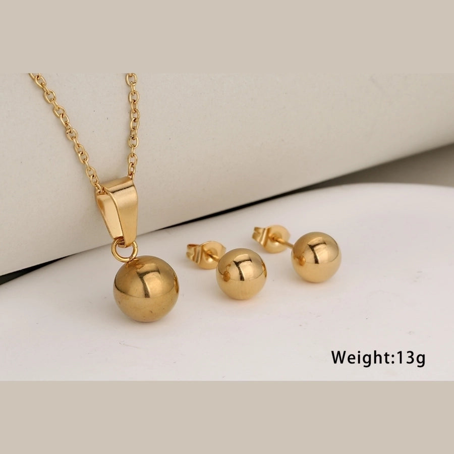 Jewelry Classic Style Round 304 Stainless Steel 18K Gold Plated Plating Jewelry Set