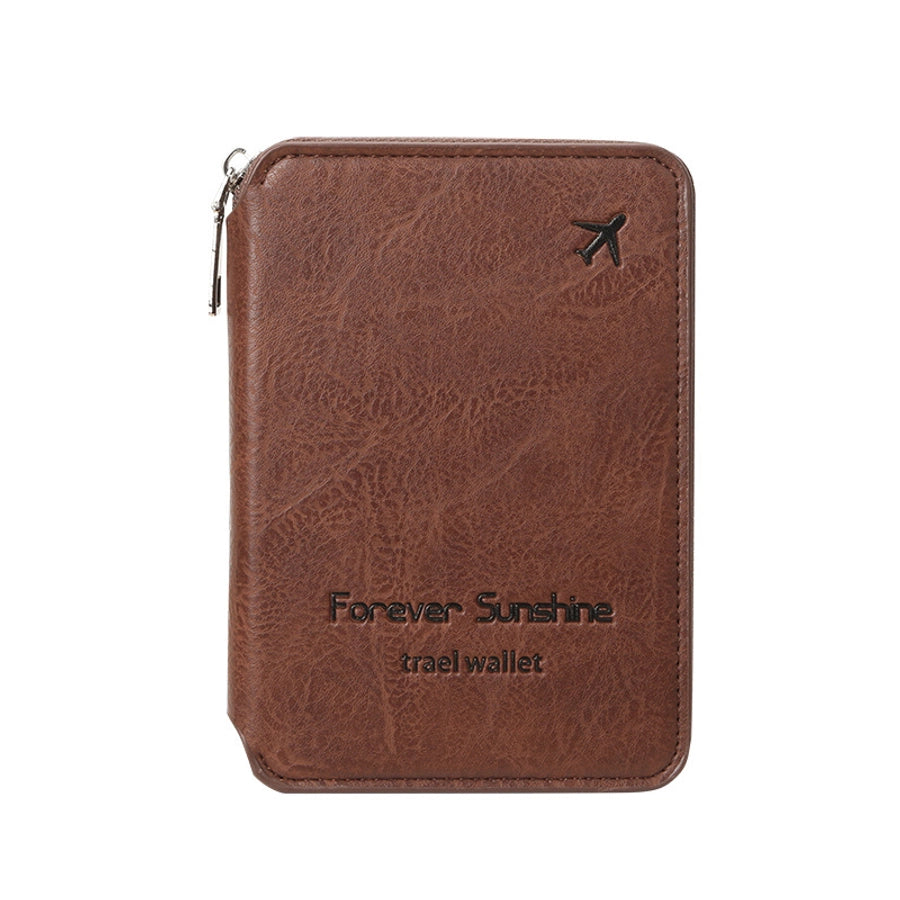 Unisex Solid Color Pu Leather Zipper Card Holders