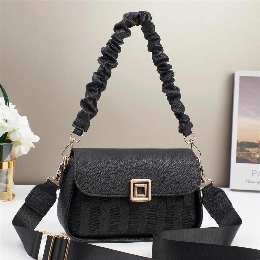 Women's Medium PU Solid Color Elegant Streetwear Sewing Thread Square Zipper Square Bag