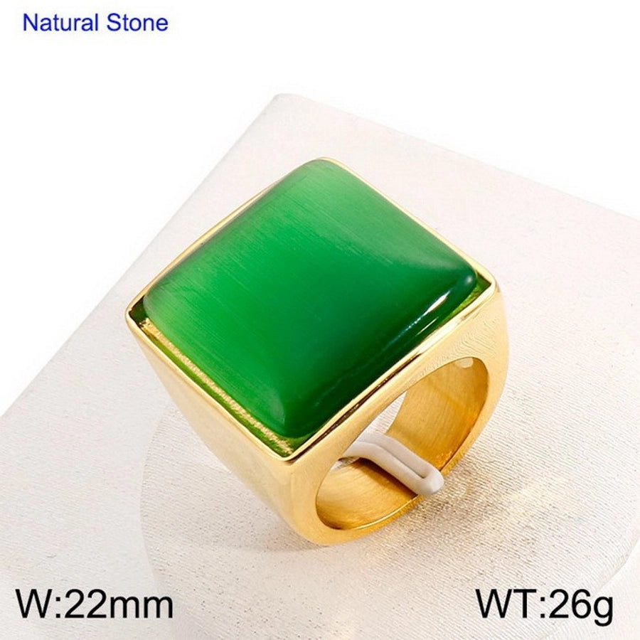 Jewelry Vintage Style Geometric Square Stainless Steel 18K Gold Plated Plating Rings