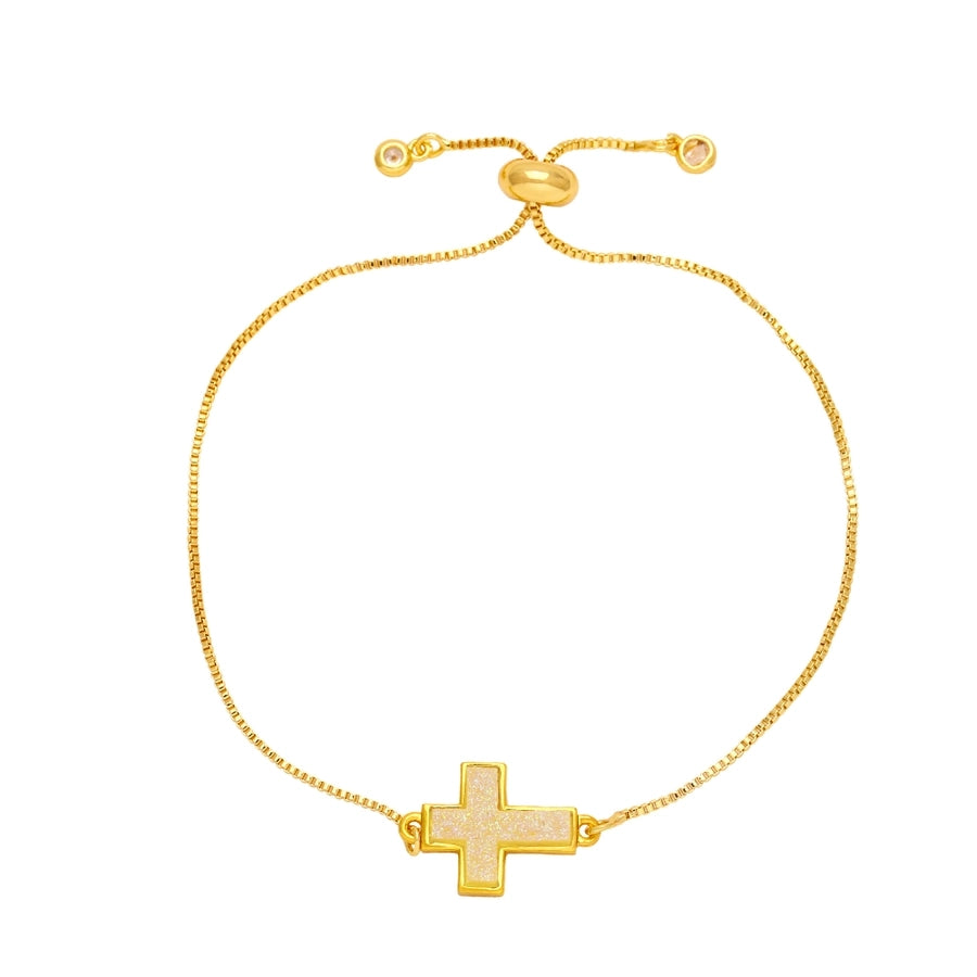 simple style cross copper plating 18k gold plated bracelets