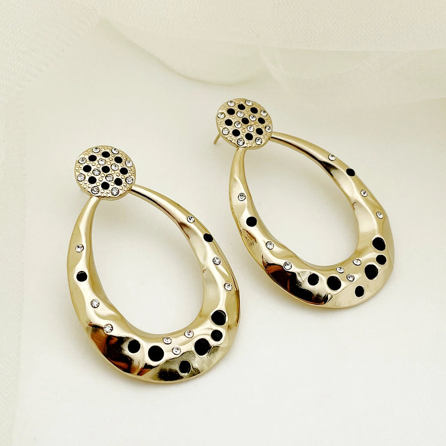 1 Pair Basic Modern Style Classic Style Round Flower Plating 304 Stainless Steel Gold Plated Drop Earrings