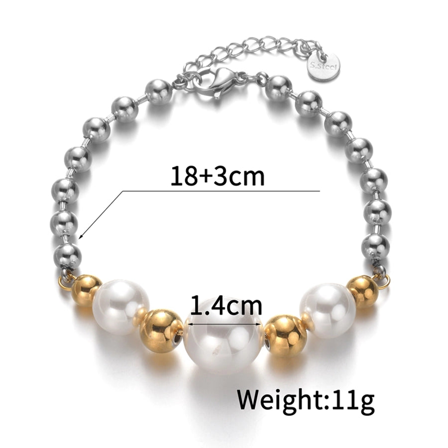 Jewelry Simple Style Classic Style Geometric 304 Stainless Steel 18K Gold Plated Beaded Bracelets Necklace