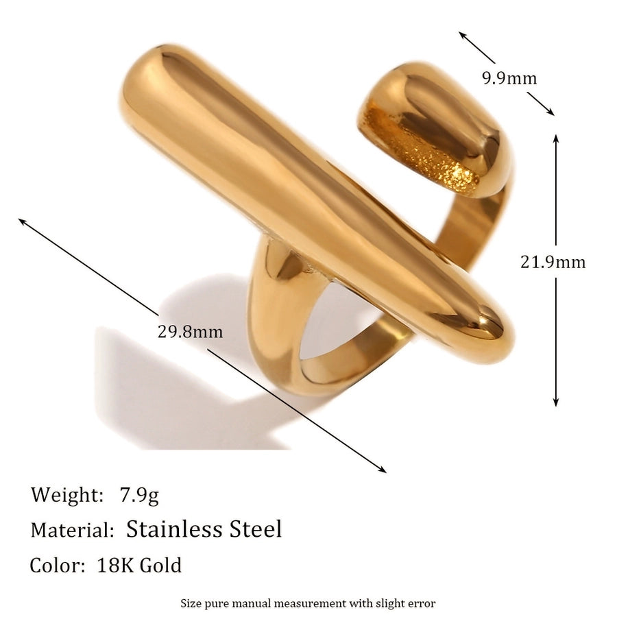 Jewelry IG Style Geometric Solid Color 304 Stainless Steel 18K Gold Plated Plating Open Rings