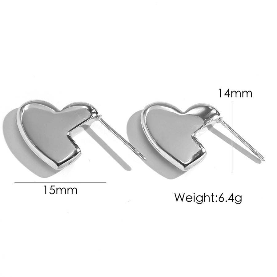 1 Pair IG Style Simple Style Classic Style Heart Shape Plating 304 Stainless Steel 14K Gold Plated Ear Studs