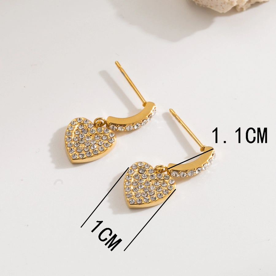 1 Pair Casual Modern Style Simple Style Cross Heart Shape Bow Knot 304 Stainless Steel 18K Gold Plated Ear Studs