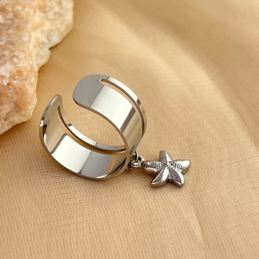 Jewelry Simple Style Classic Style Starfish Solid Color Flower 304 Stainless Steel 18K Gold Plated Plating Charm Rings