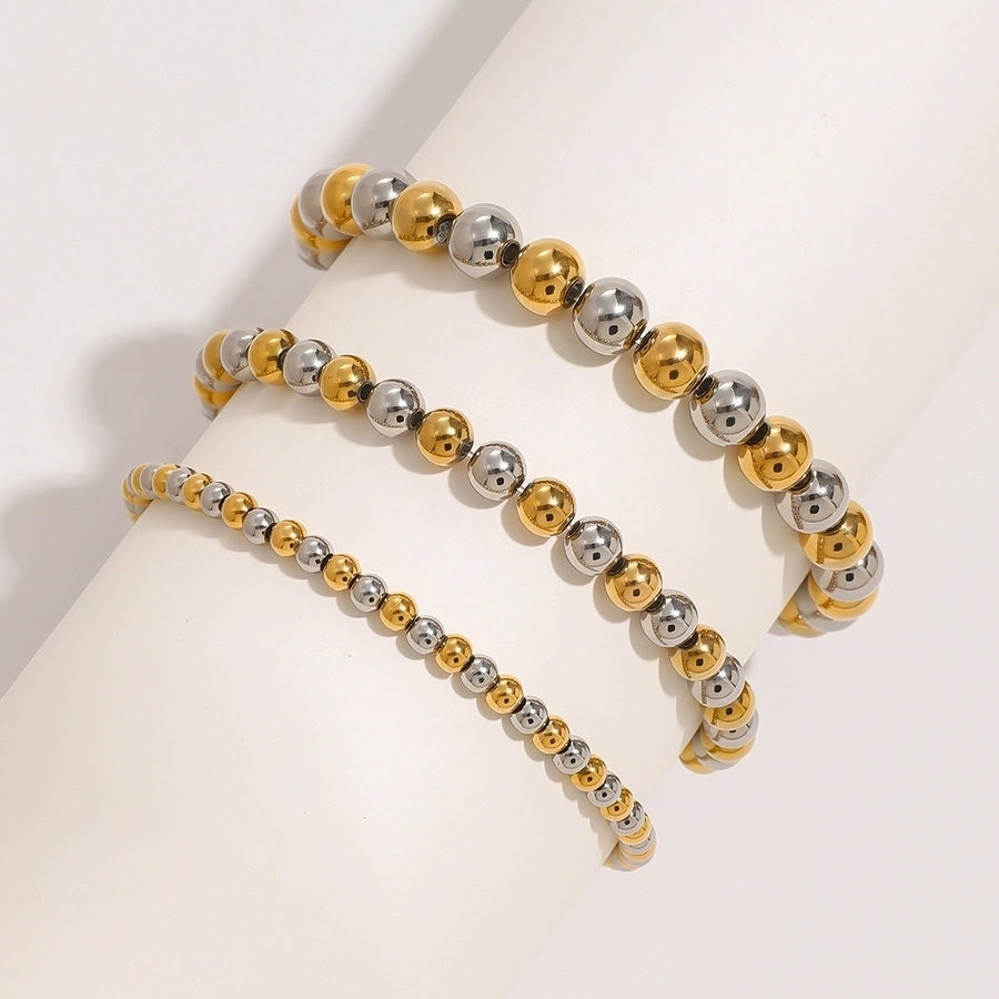 Classic Style Color Block 304 Stainless Steel Elastic string 18K Gold Plated Bracelets In Bulk