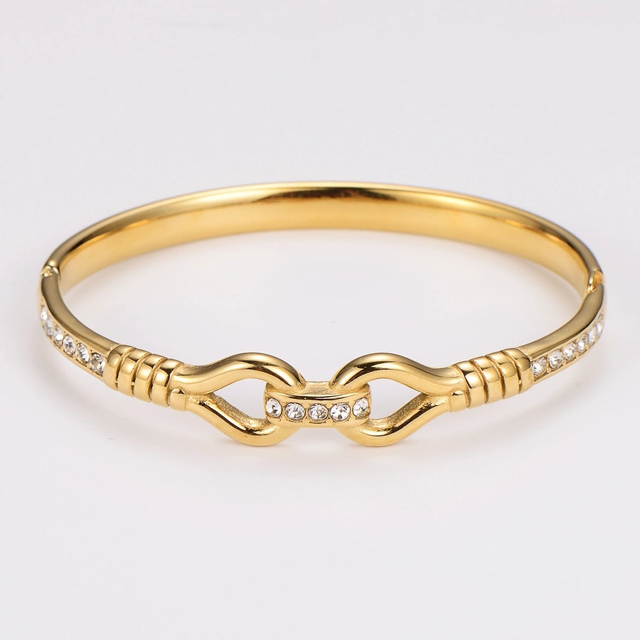 Simple Style Solid Color 304 Stainless Steel 18K Gold Plated Zircon Stainless Steel Bracelets In Bulk