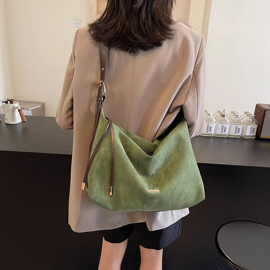 Women's Medium Pu Leather Solid Color Basic Streetwear Pillow Shape Zipper Tote Bag