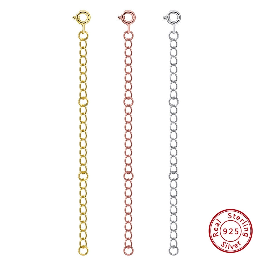 1 Piece 925 Sterling Silver Geometric Solid Color Extension Chain