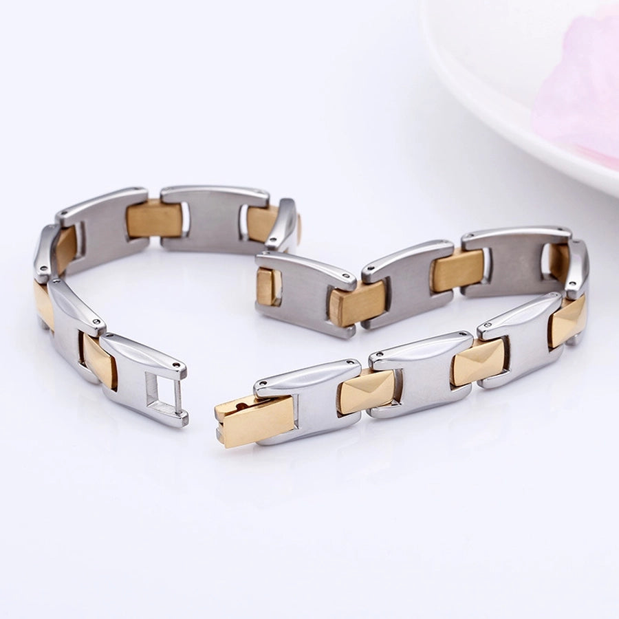 Fashion Geometric Titanium Steel 18K Gold Plated No Inlaid Bracelets In Bulk