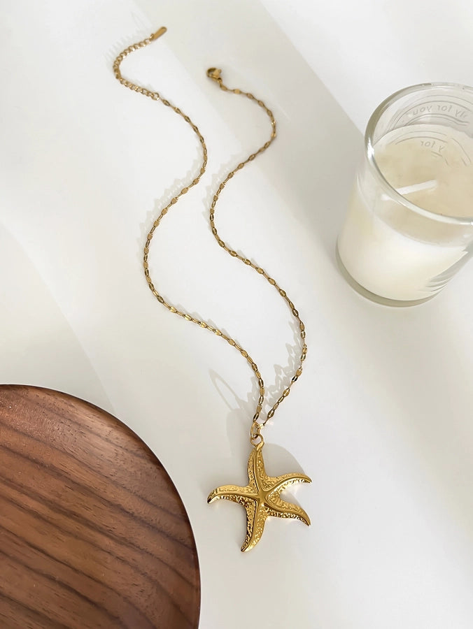 Jewelry Marine Style Tortoise Starfish Conch 316L Stainless Steel  Enamel Pendant Necklace