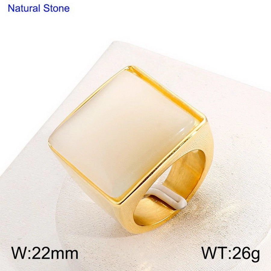 Jewelry Vintage Style Geometric Square Stainless Steel 18K Gold Plated Plating Rings