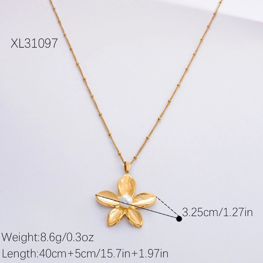 Jewelry Retro Simple Style Flower 304 Stainless Steel Plating Earrings Necklace