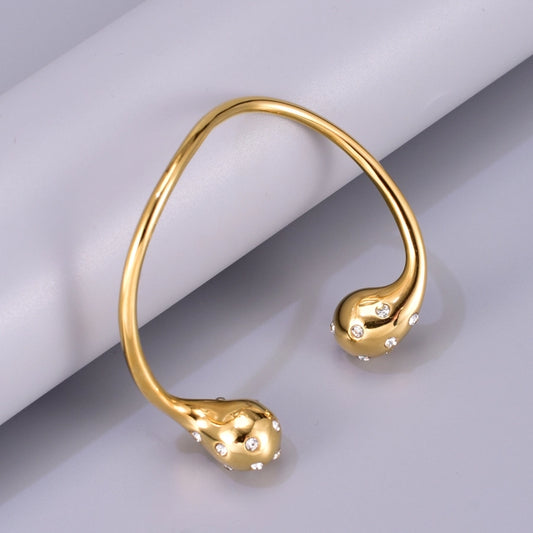 Elegant Vintage Style Solid Color 304 Stainless Steel Titanium Steel 18K Gold Plated Artificial Rhinestones Bangle In Bulk