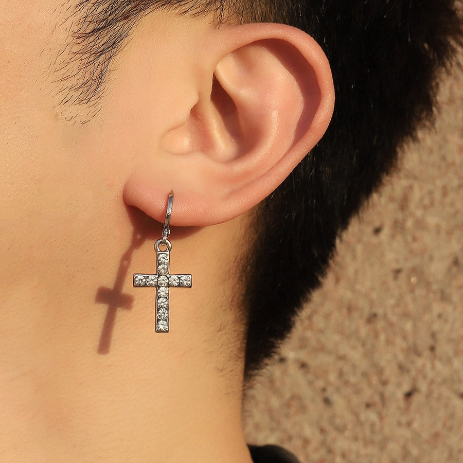 1 pair vintage style cross plating copper drop earrings