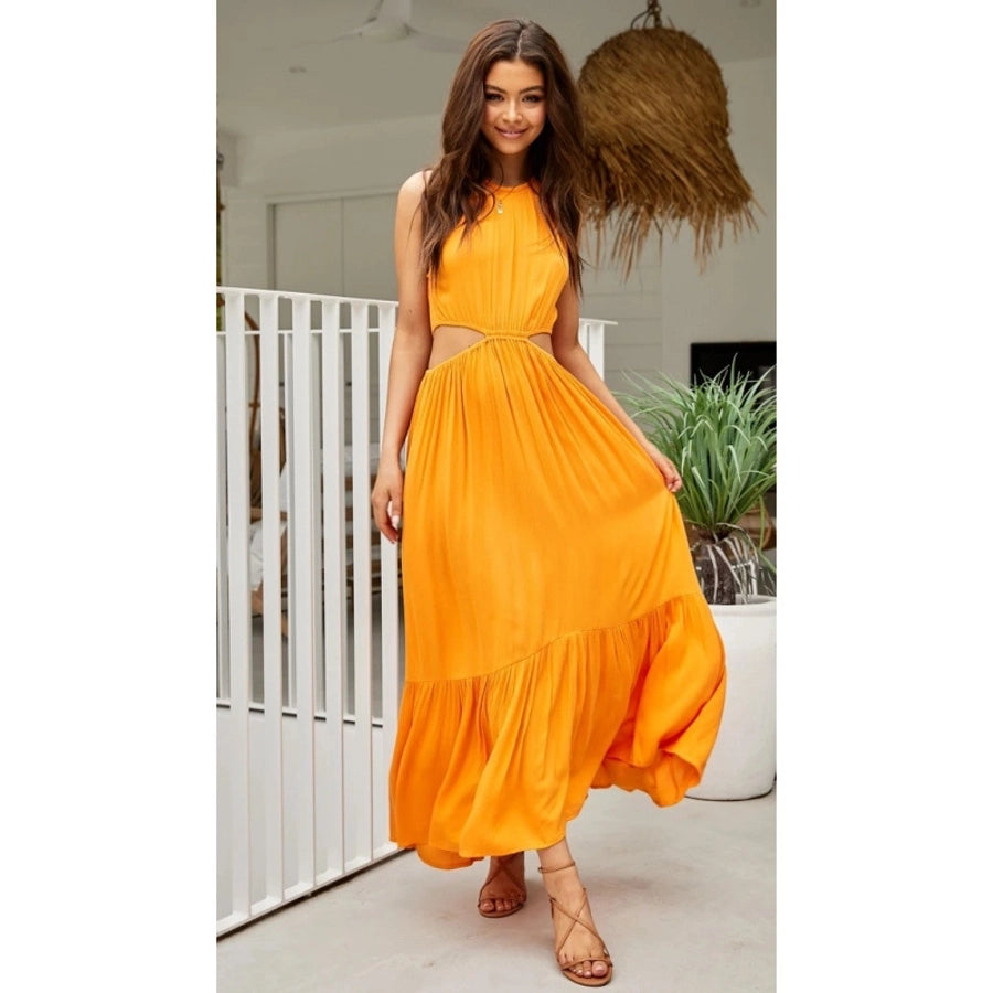 Women's Sheath Dress Streetwear Round Neck Sleeveless Solid Color Maxi Long Dress Holiday