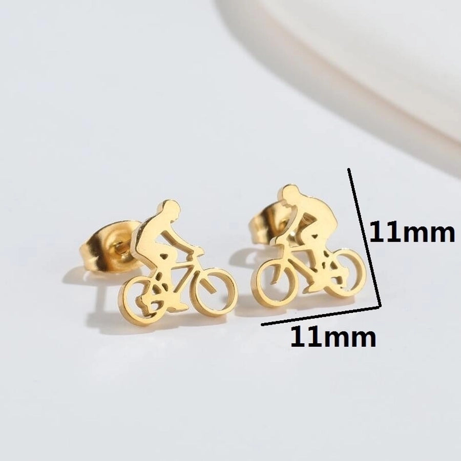 1 pair fashion star moon wings titanium steel asymmetrical plating hollow out ear studs - CEJEW