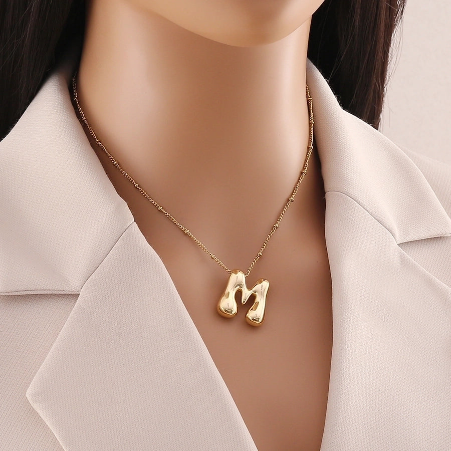 304 Stainless Steel Copper 18K Gold Plated Simple Style Commute letter Pendant Necklace