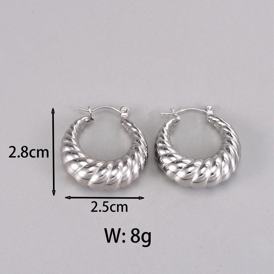 1 Pair Simple Style Classic Style C Shape Plating 304 Stainless Steel Titanium Steel 18K Gold Plated Ear Studs - CEJEW