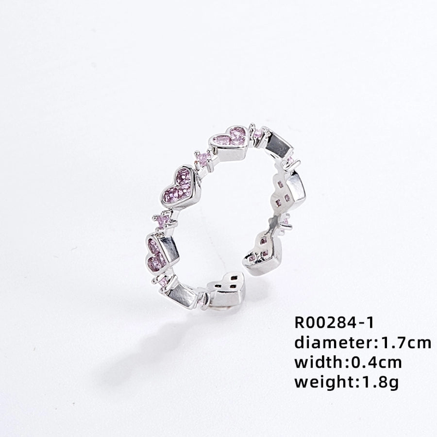 Copper IG Style Simple Style Plating Inlay Heart Shape Flower Zircon Open Rings