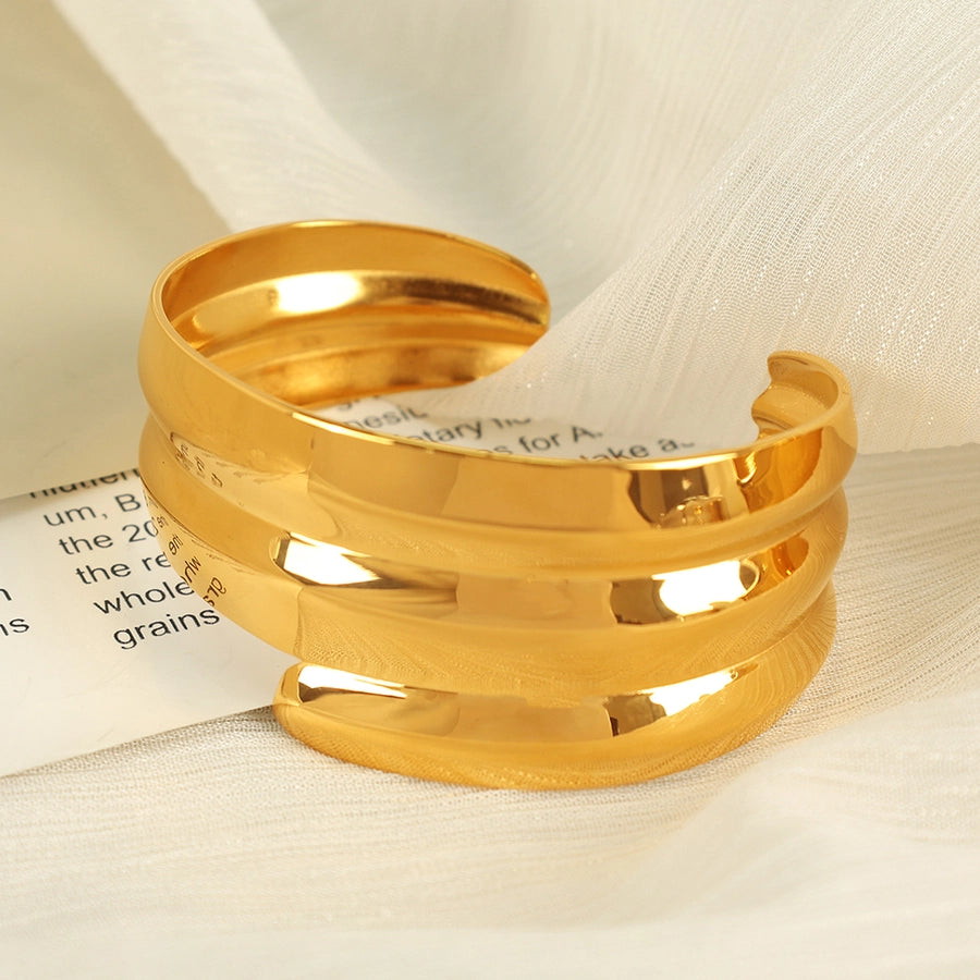 IG Style Exaggerated Irregular Solid Color 304 Stainless Steel 18K Gold Plated Bangle In Bulk