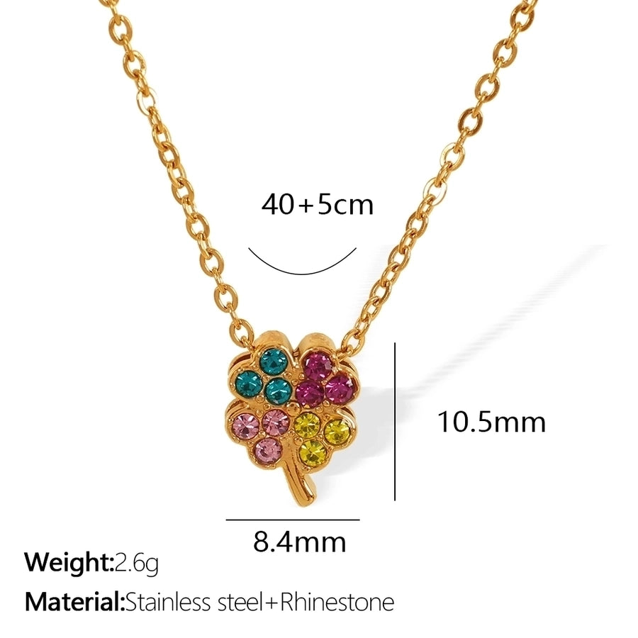 Jewelry Elegant French Style Pentagram Four Leaf Clover Heart Shape 304 Stainless Steel Zircon 18K Gold Plated Inlay Stainless Steel Necklaces