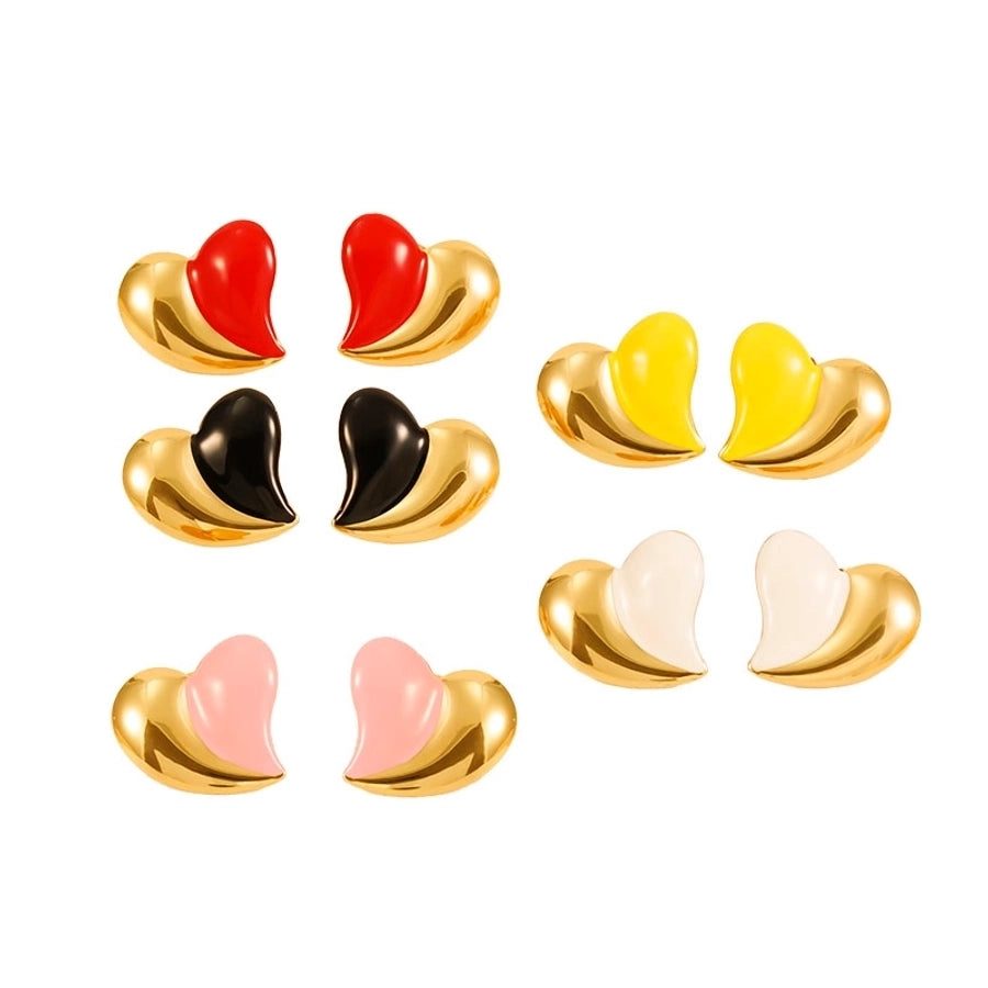 1 Pair Cute Business Vintage Style Heart Shape 304 Stainless Steel 18K Gold Plated Ear Studs