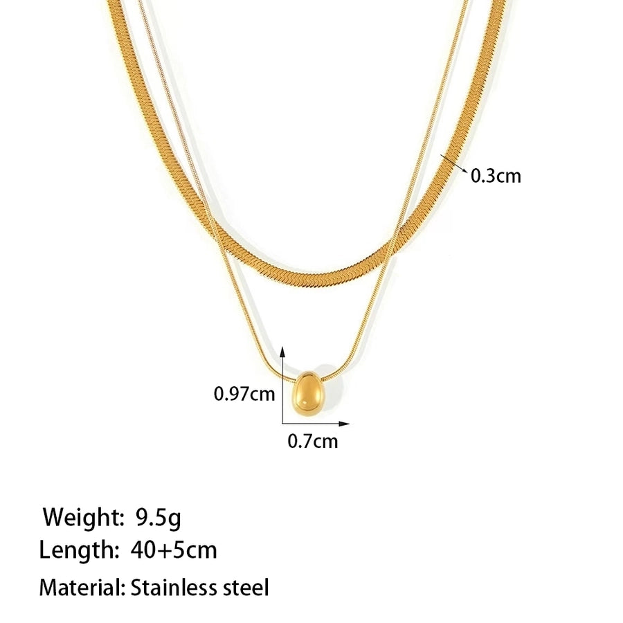 Jewelry Casual Simple Style Water Droplets 304 Stainless Steel 18K Gold Plated Polishing Plating Double Layer Necklaces