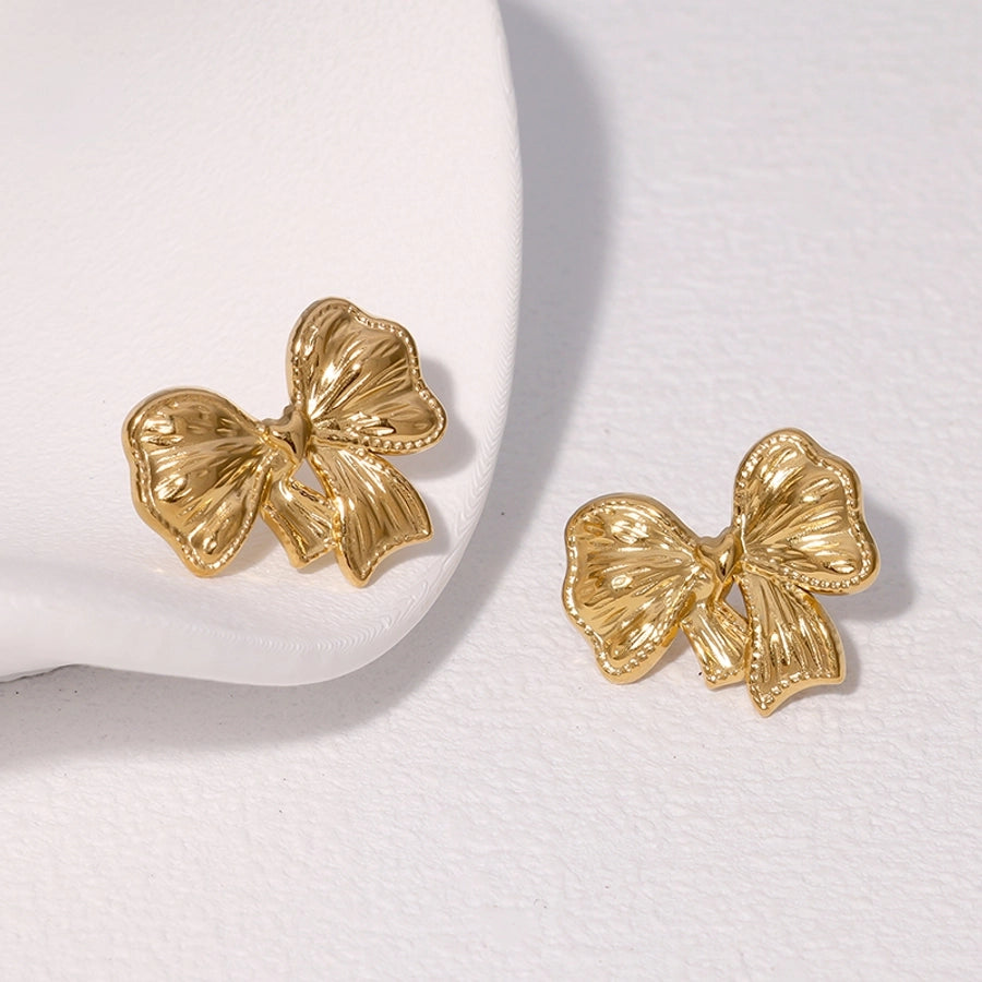 1 Pair IG Style Modern Style Simple Style Bow Knot 304 Stainless Steel 18K Gold Plated Ear Studs