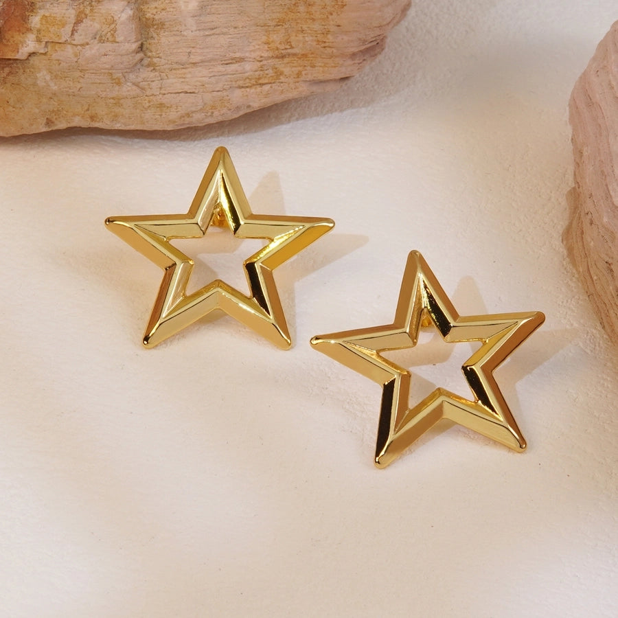 1 Pair Elegant Simple Style Classic Style Star 304 Stainless Steel Imitation Gold  Ear Studs