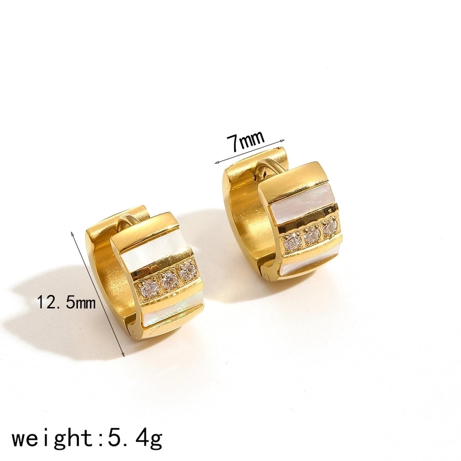 1 Pair IG Style Geometric Polishing Plating 304 Stainless Steel 18K Gold Plated Earrings