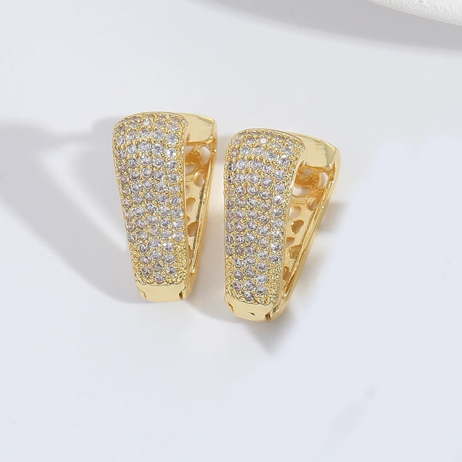 1 Pair Elegant Simple Style Commute Leaves Inlay Copper Zircon 14K Gold Plated Earrings