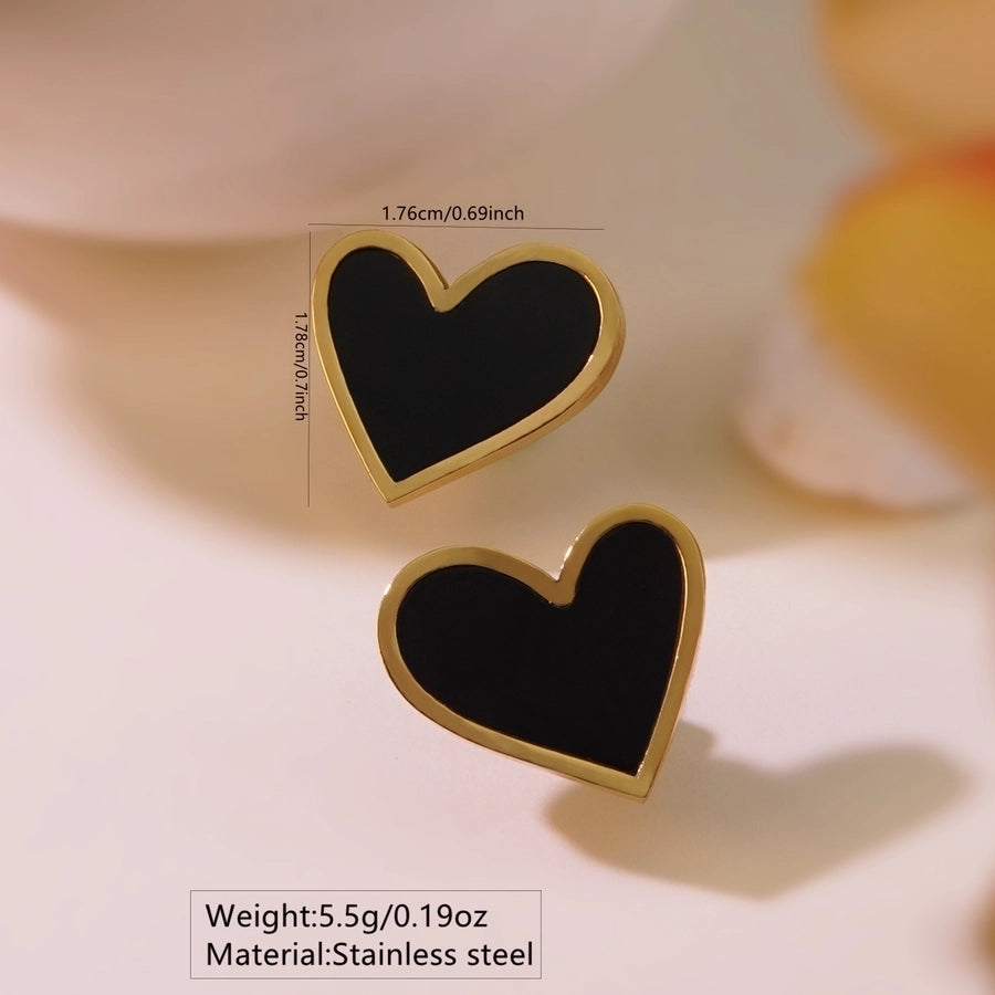 Jewelry Elegant Sweet Heart Shape 304 Stainless Steel Acrylic 18K Gold Plated Inlay Stainless Steel Jewelry Sets